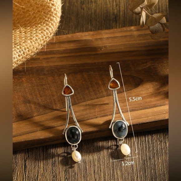 Faux Pearl Drop Earrings - Picture 5 of 12